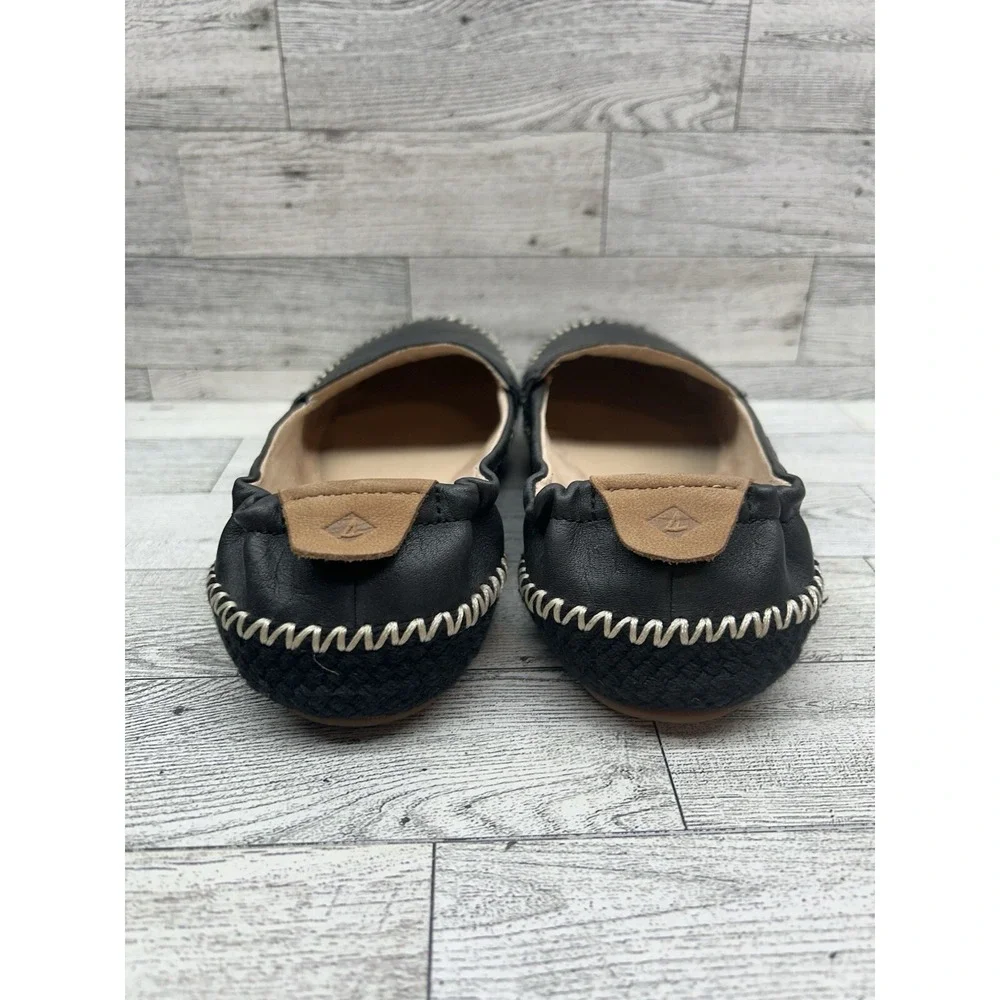 SPERRY Top Sider Womens 7.5M Sunset Ella Espadrille SlipOn Flat Loafers‎ Black